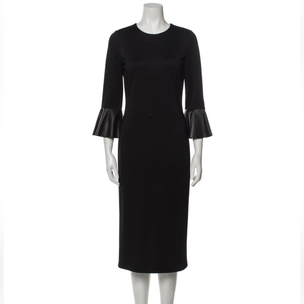 Alice + Olivia Crew Neck Midi Length Dress, black, size 8